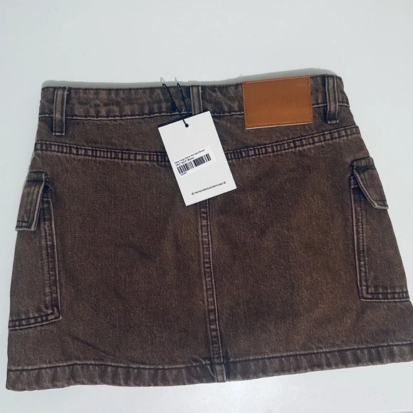Princess Polly Zakai Cargo Denim Mini Skirt, Brown, Women’s Size 2, NWT - Picture 8 of 16